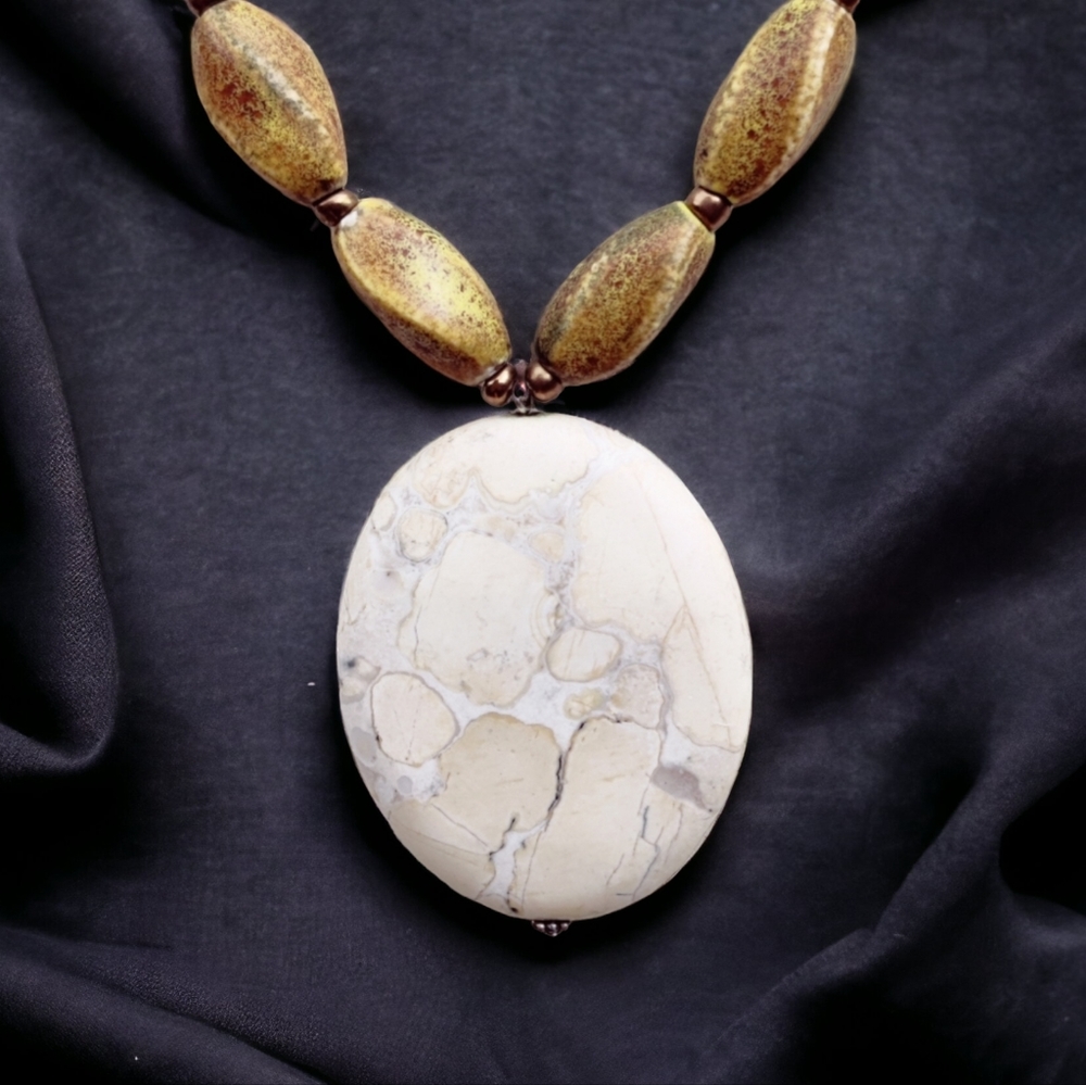 Beige Ocean Jasper Stone necklace